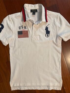 4th of July Boy Polo Ralph Lauren USA Flag Polo with Navy Pony